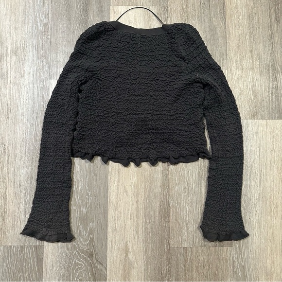 Free People Rosehip in Gray Raven Feather Cropped Cardigan Sweater Medium - Picture 8 of 8